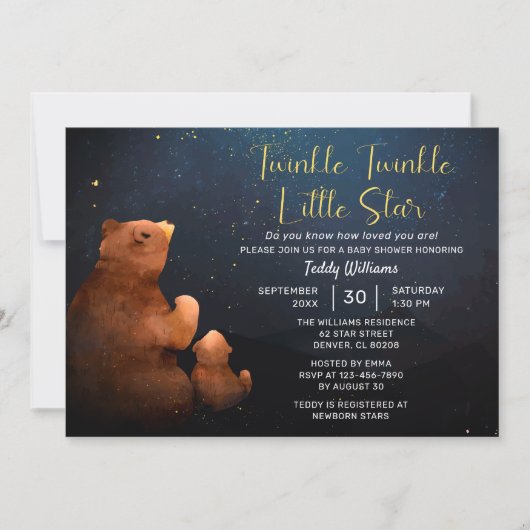 Twinkle Twinkle Little Star Cute Beer Baby shower Kaart (Voorkant)