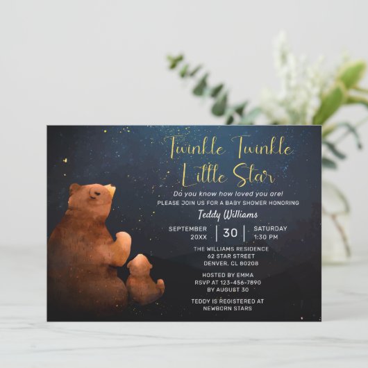 Twinkle Twinkle Little Star Cute Beer Baby shower Kaart (Staand voorkant)