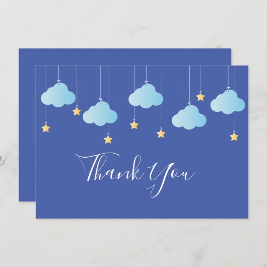 Twinkle Twinkle Little Star Dank Je Blauwe Bedankkaart (Voorkant / Achterkant)