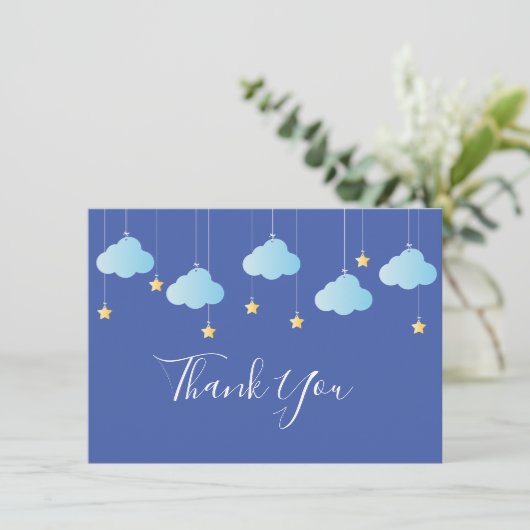 Twinkle Twinkle Little Star Dank je wel blauw Bedankkaart (Staand voorkant)