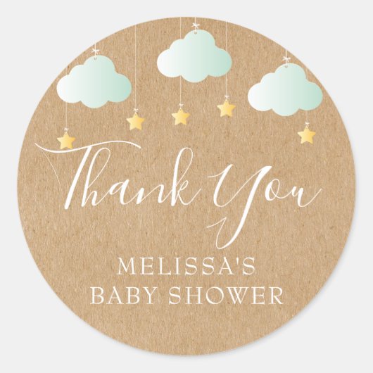 Twinkle Twinkle Little Star Dank u Baby shower Ronde Sticker (Voorkant)