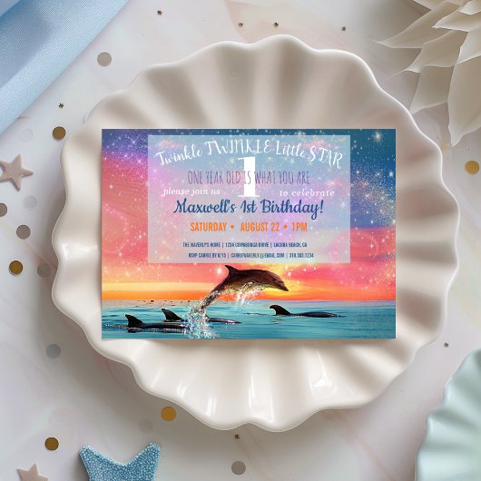 Twinkle Twinkle Little Star Dolphin Birthday Kaart
