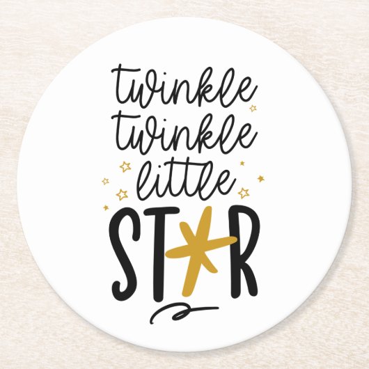 Twinkle Twinkle Little Star Doodle Ronde Kartonnen Onderzetter (Voorkant)