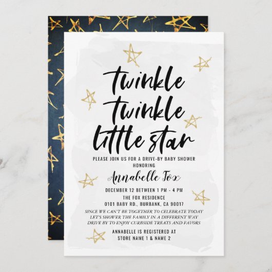 Twinkle Twinkle Little Star Drive-by Baby shower Kaart (Voorkant / Achterkant)