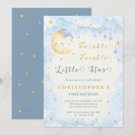 Twinkle Twinkle Little Star Eerste Verjaardag Blau Kaart