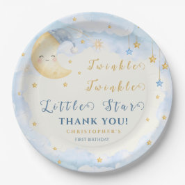 Twinkle Twinkle Little Star Eerste Verjaardag Blau Papieren Bordje