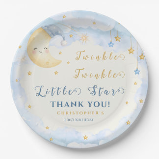 Twinkle Twinkle Little Star Eerste Verjaardag Blau Papieren Bordje