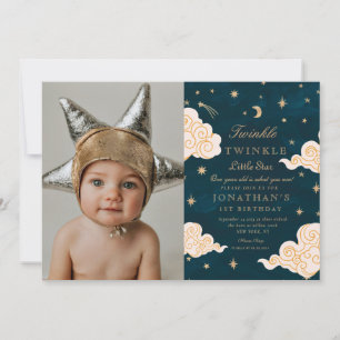 Twinkle Twinkle Little Star Eerste Verjaardag Foto Kaart