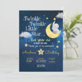 Twinkle Twinkle Little star Eerste verjaardag Invi Kaart (Staand voorkant)