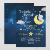 Twinkle Twinkle Little star Eerste verjaardag Invi Kaart (Voorkant / Achterkant)
