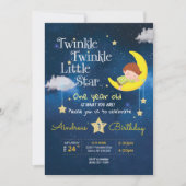 Twinkle Twinkle Little star Eerste verjaardag Invi Kaart (Voorkant)