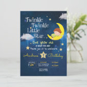 Twinkle Twinkle Little star Eerste verjaardag Invi Kaart (Staand voorkant)