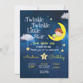 Twinkle Twinkle Little star Eerste verjaardag Invi Kaart