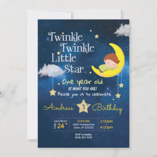 Twinkle Twinkle Little star Eerste verjaardag Invi Kaart