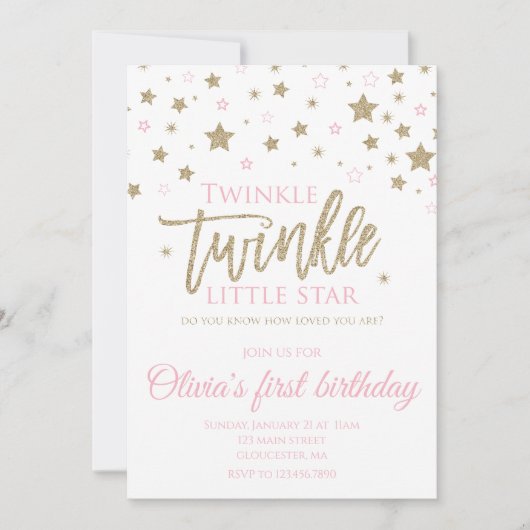 Twinkle Twinkle Little Star eerste verjaardag uitn Kaart (Voorkant)