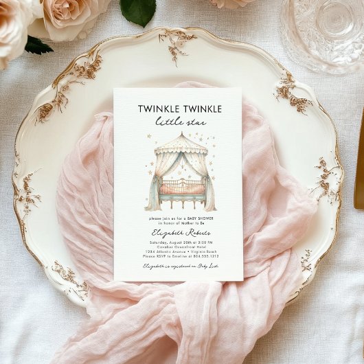 Twinkle Twinkle Little Star Elegant Baby shower Kaart