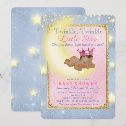 Twinkle Twinkle Little Star Etnisch Meisje Douche Kaart (Voorkant / Achterkant)