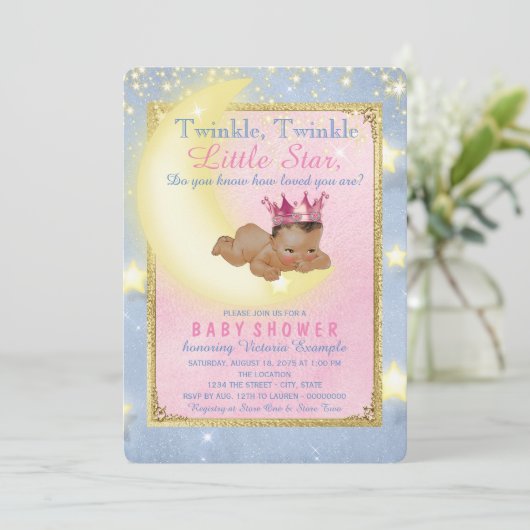 Twinkle Twinkle Little Star Etnisch Meisje Douche Kaart (Staand voorkant)
