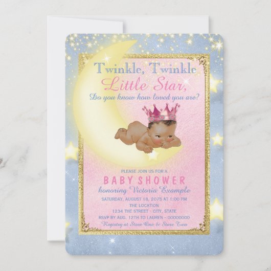 Twinkle Twinkle Little Star Etnisch Meisje Douche Kaart (Voorkant)