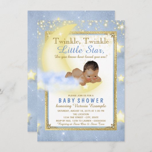Twinkle Twinkle Little Star Etnische Jongen Baby s Kaart (Voorkant / Achterkant)