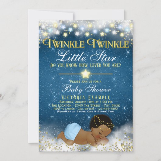 Twinkle Twinkle Little Star Etnische Jongen Baby s Kaart (Voorkant)