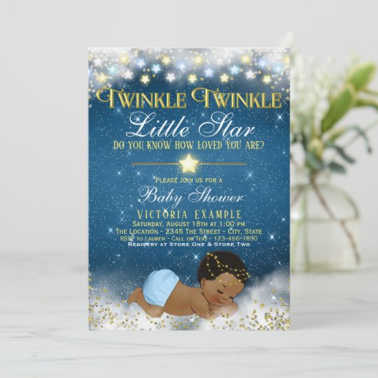 Twinkle Twinkle Little Star Etnische Jongen Baby s Kaart (Staand voorkant)