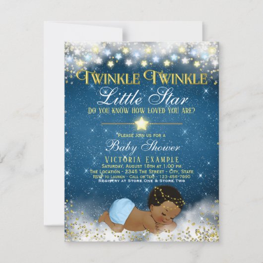 Twinkle Twinkle Little Star Etnische Jongen Baby s Kaart (Voorkant)