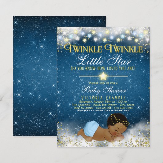 Twinkle Twinkle Little Star Etnische Jongen Baby s Kaart (Voorkant / Achterkant)