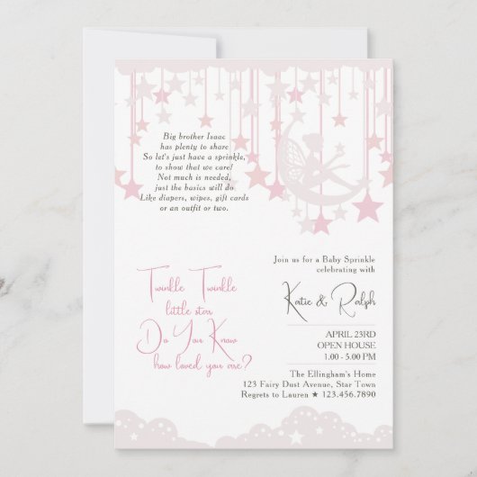 Twinkle Twinkle Little Star Fairy Baby Sprinkle Kaart (Voorkant)