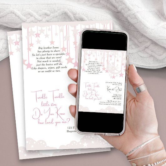 Twinkle Twinkle Little Star Fairy Baby Sprinkle Kaart