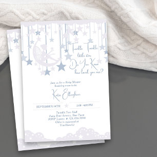 Twinkle Twinkle Little Star Fairy Blue Baby shower Kaart