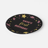 Twinkle Twinkle Little Star First Birthday Pink Papieren Bordje (Gekanteld)