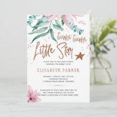 Twinkle twinkle little star floral baby shower kaart (Staand voorkant)