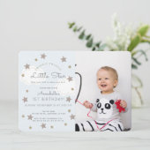 Twinkle Twinkle Little Star Foto Blauw Verjaardag Kaart (Staand voorkant)