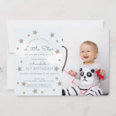 Twinkle Twinkle Little Star Foto Blauw Verjaardag Kaart (Voorkant)