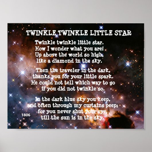 TWINKLE TWINKLE LITTLE STAR gedicht Poster (Voorkant)