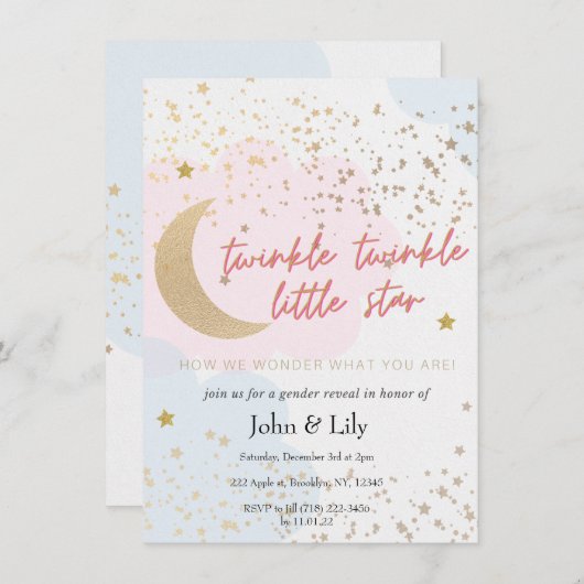 Twinkle twinkle Little star gender onthult de uitn Kaart (Voorkant / Achterkant)