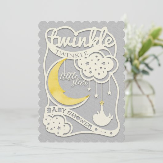 Twinkle Twinkle Little Star Gender onthult Invite Kaart (Staand voorkant)
