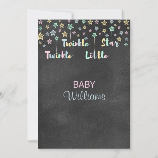 Twinkle Twinkle Little Star Gender onthult Neutraa Kaart (Achterkant)