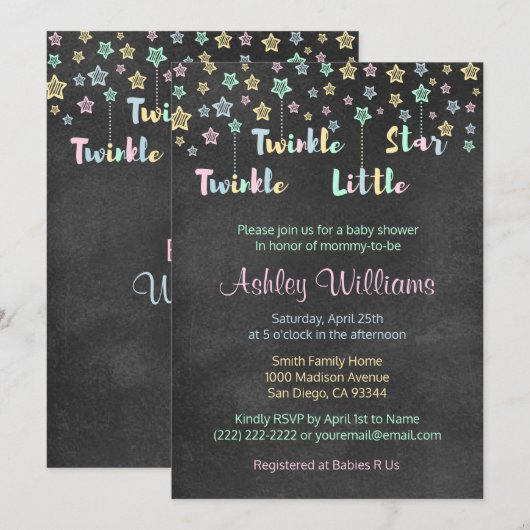 Twinkle Twinkle Little Star Gender onthult Neutraa Kaart (Voorkant / Achterkant)