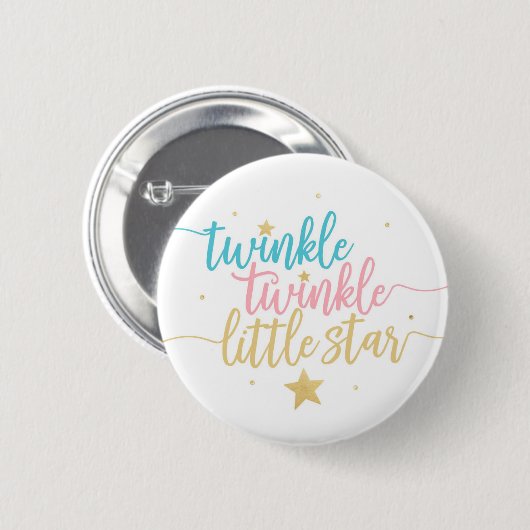 Twinkle Twinkle Little Star Gender Reeft Shower Ronde Button 5,7 Cm (Voorkant /achterkant)
