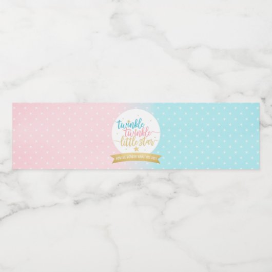 Twinkle Twinkle Little Star Gender Reeft Shower Waterfles Etiket (Enkel label)