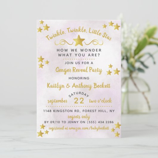 Twinkle Twinkle Little Star Gender Reopenbaart zic Kaart (Staand voorkant)