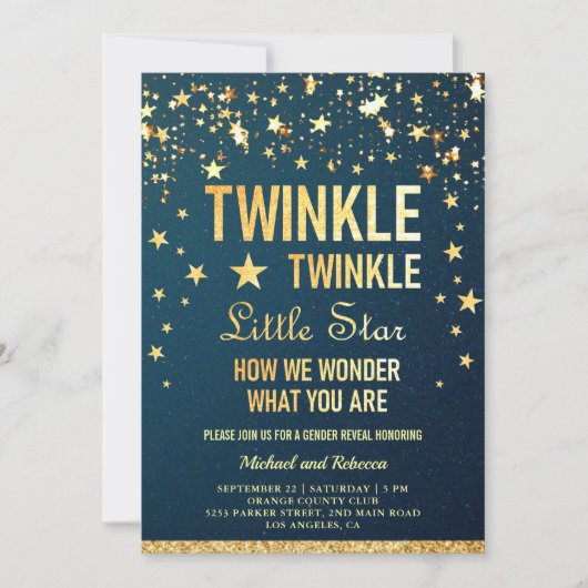 Twinkle Twinkle Little Star Gender Reopenbaart zic Kaart (Voorkant)
