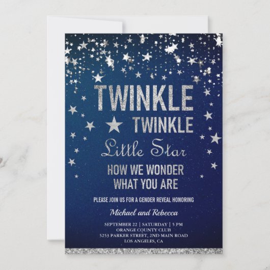 Twinkle Twinkle Little Star Gender Reopenbaart zic Kaart (Voorkant)