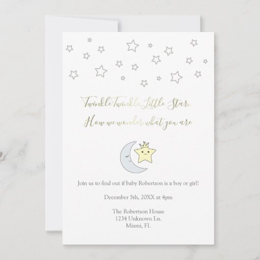 Twinkle Twinkle Little Star - Gender Reveal Invite Kaart (Voorkant)