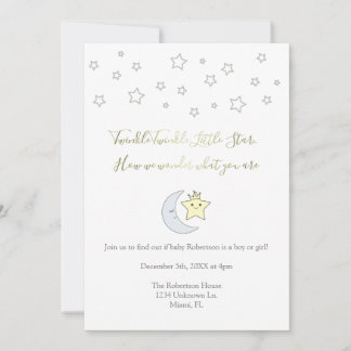 Twinkle Twinkle Little Star - Gender Reveal Invite Kaart