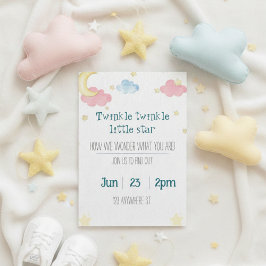 twinkle twinkle little star gender reveal invite kaart