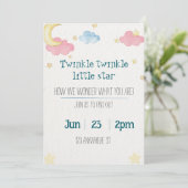 twinkle twinkle little star gender reveal invite kaart (Staand voorkant)