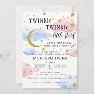 TWINkle TWINkle Little Star Gender Reveal Party Kaart